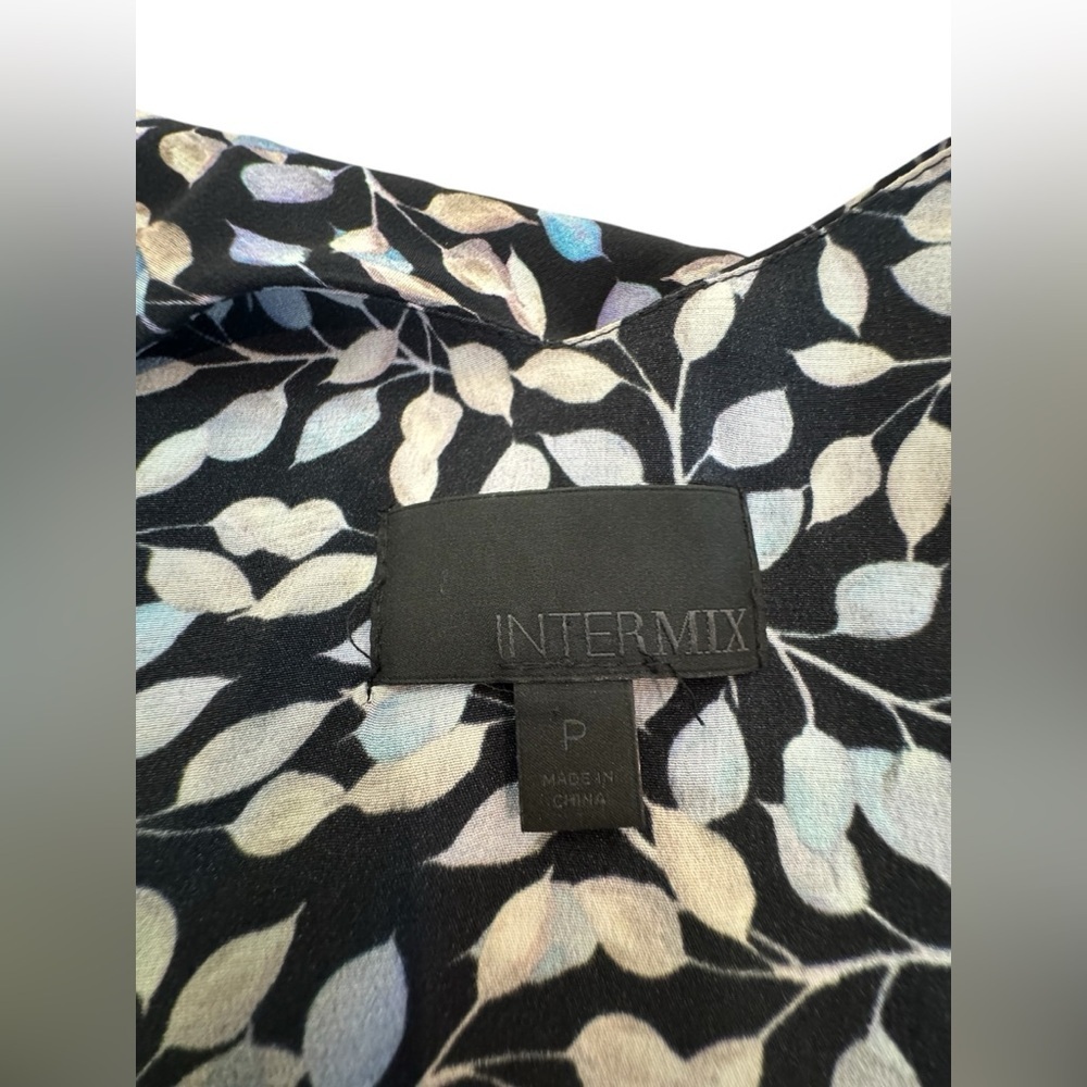 Intermix Layla Ruffled High Low Dress Navy Leaf Print Silk Small - Picture 8 of 12